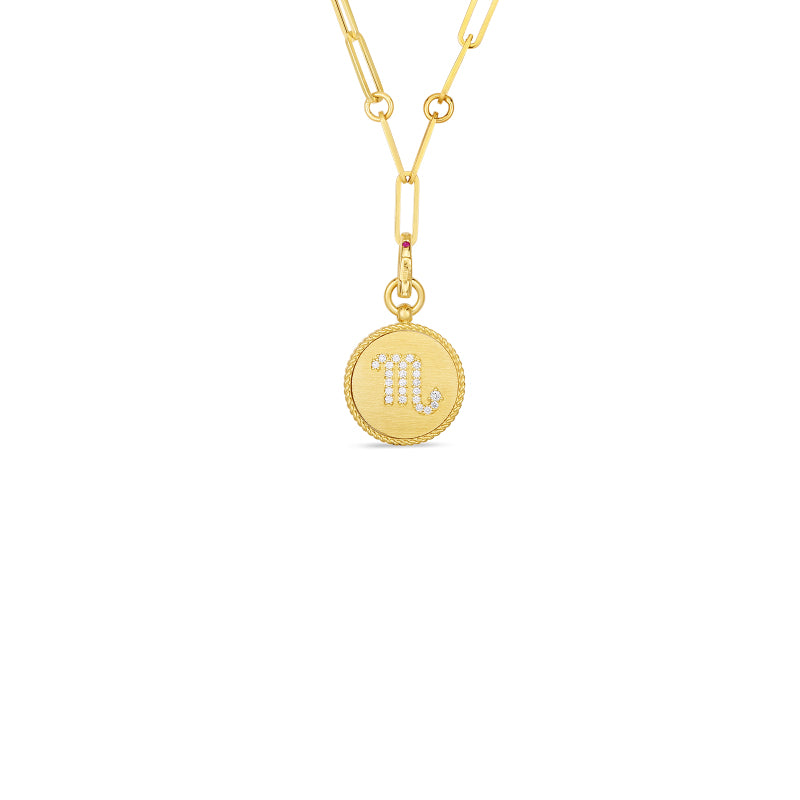 Roberto Coin Zodiac Medallion 18K Yellow Gold Diamond Scorpio Medallion Necklace