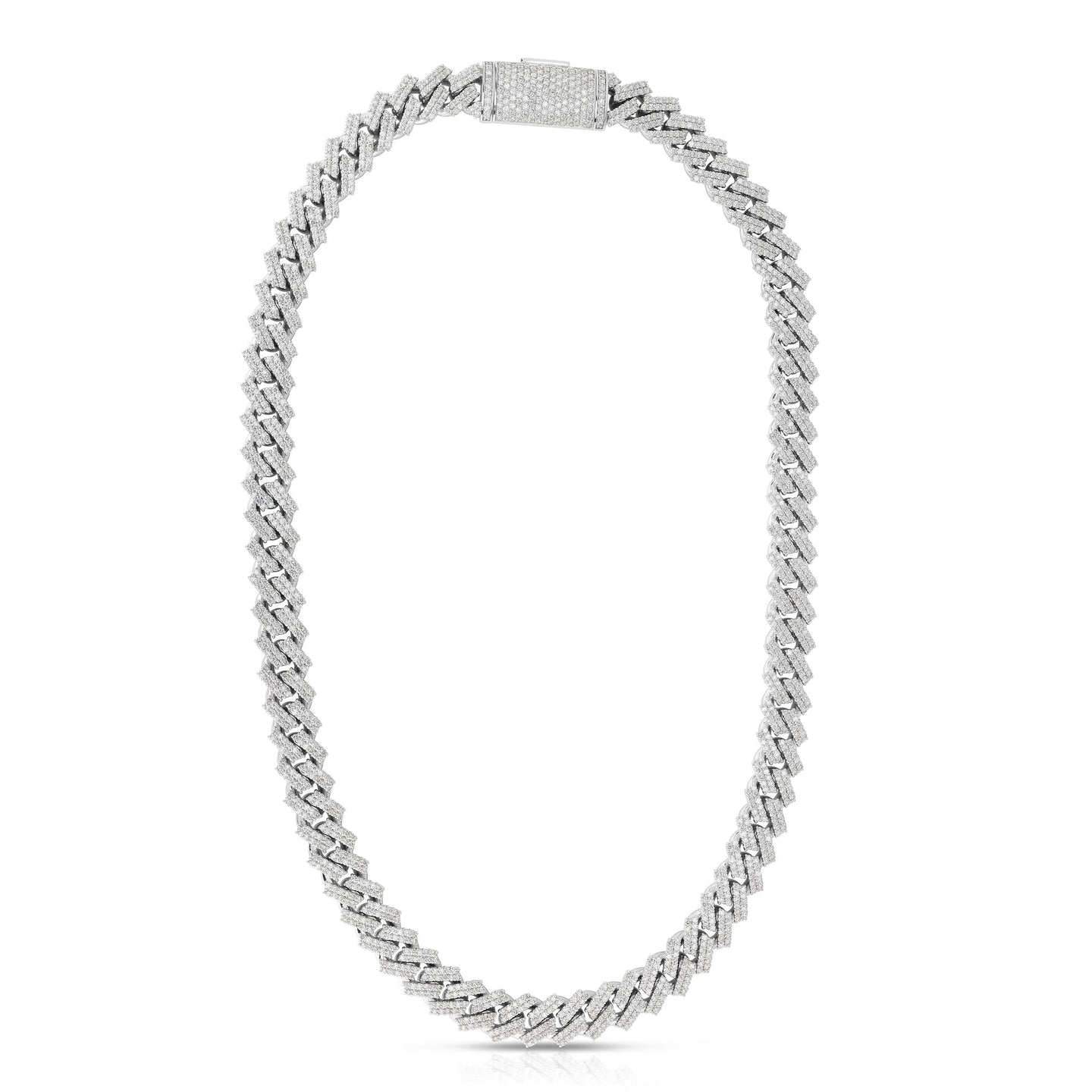 Sabel Collection 14K White Gold Round Diamond Pave Curb Link Necklace