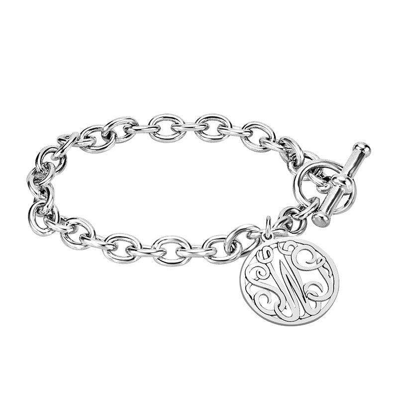 Fink's 20mm Classic Bordered Monogram Toggle Bracelet