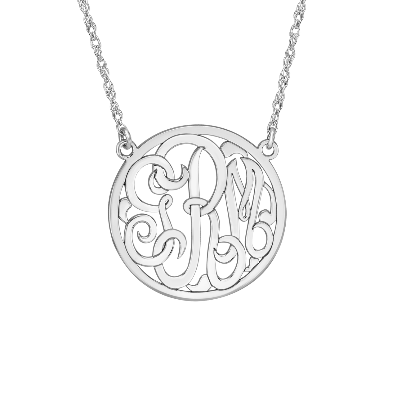 Fink's 15mm Classic Bordered Monogram Necklace
