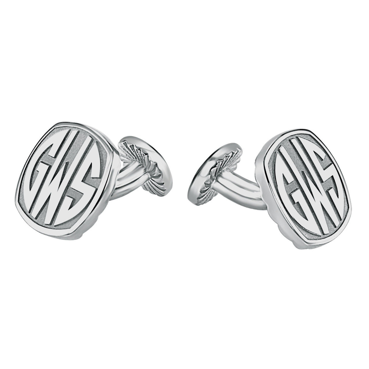 Fink's 18mm Cushion Original Monogram Block Letter Sterling Silver Cufflinks