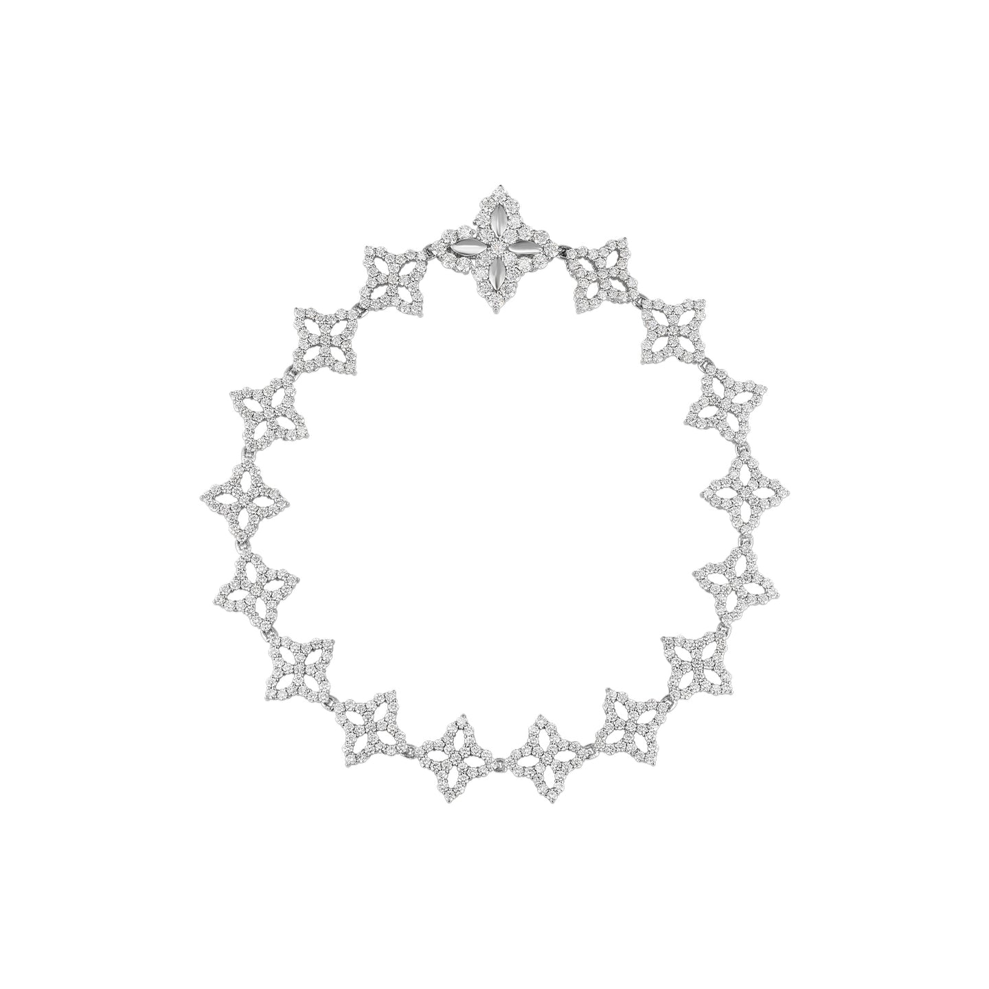 Roberto Coin Diamond Princess Flower 18K White Gold Small Flower Outline Bracelet