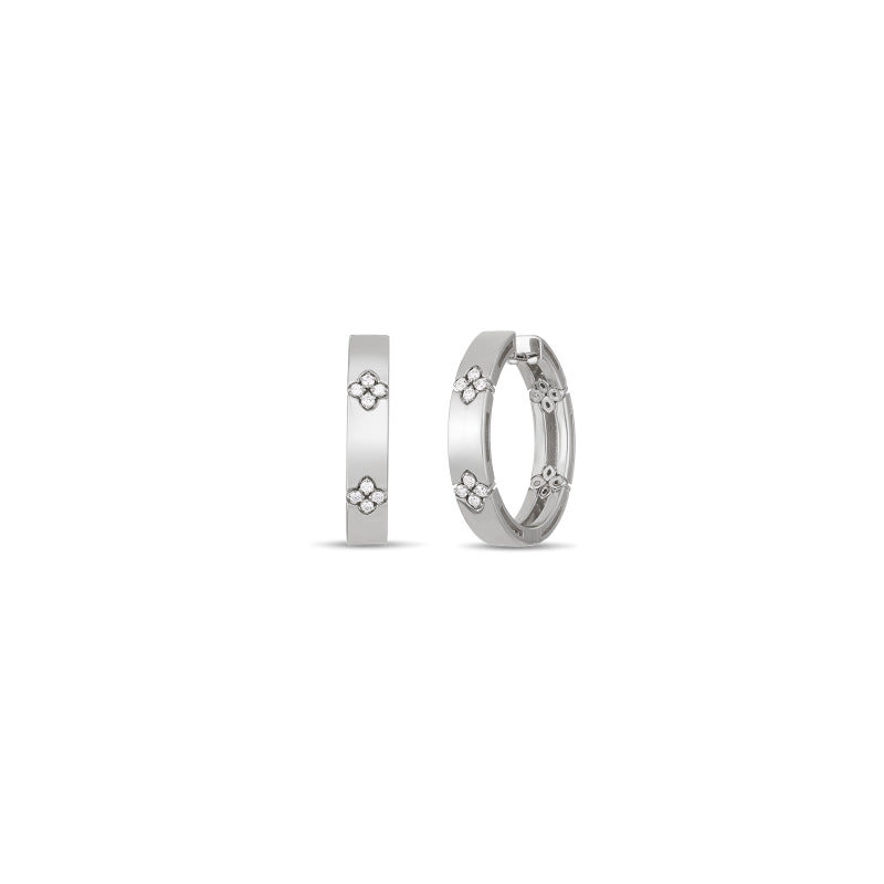 Roberto Coin Love in Verona 18K White Gold Diamond Hoop Earrings