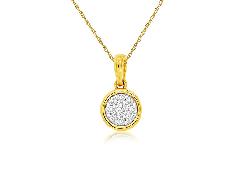 Sabel Collection 14K Yellow Gold Round Diamond Bezel Pendant