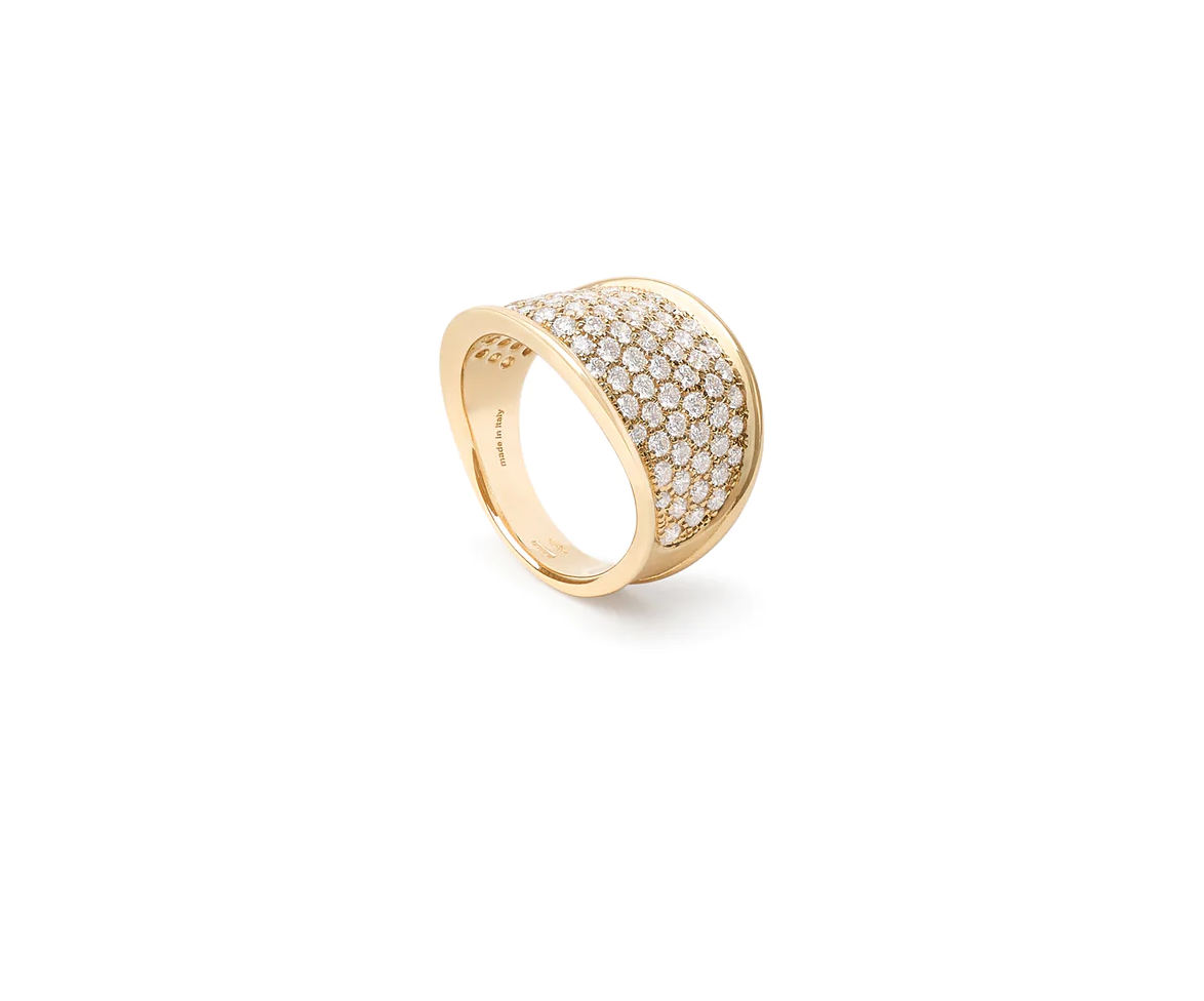 Marco Bicego 18k Yellow Gold Saddle Ring with Diamonds