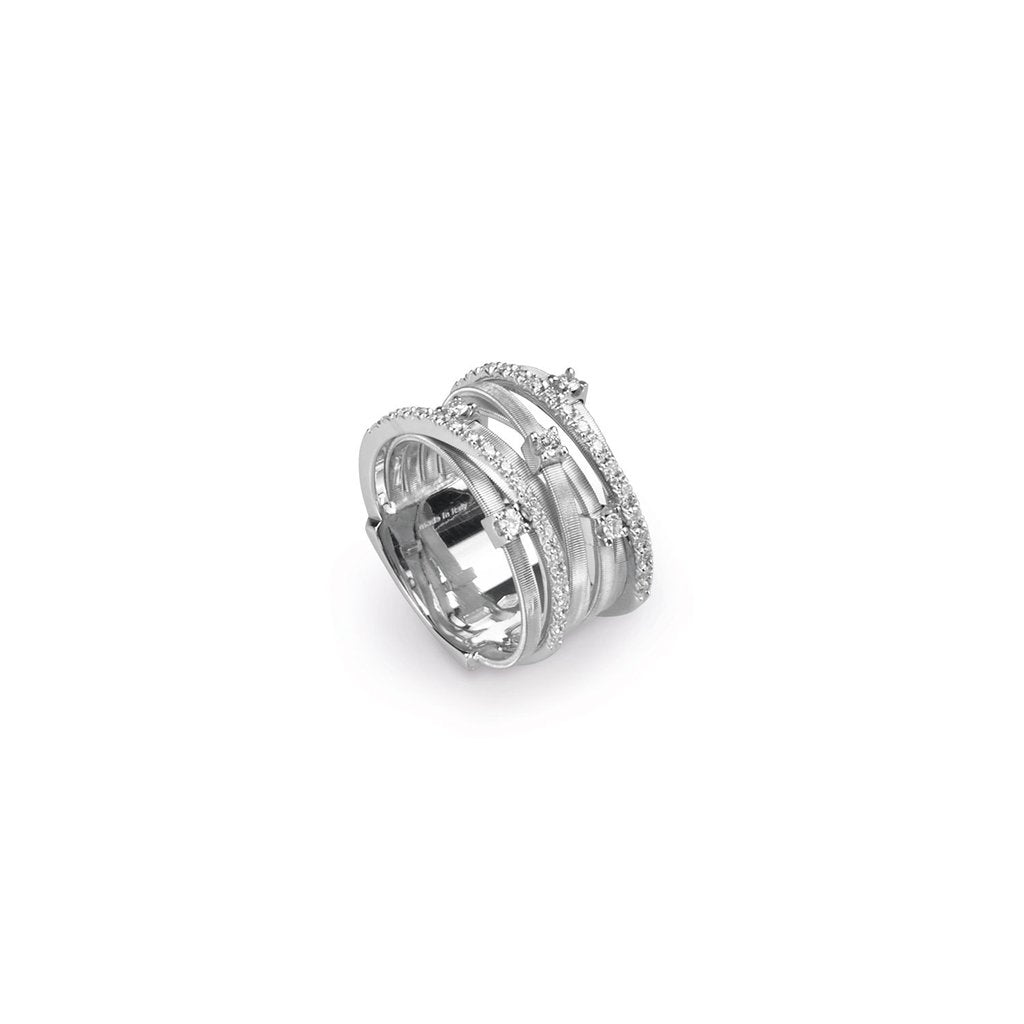 Marco Bicego Masai 18K White Gold Diamond and Pave Seven Strand Ring