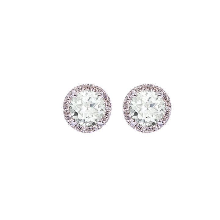 Sabel Collection Birthstone and Diamond Halo Earrings