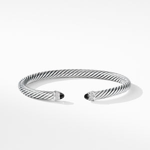 Cable Classics Bracelet with Black Onyx and Diamonds, Size Medium