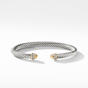 David Yurman Cable Classics Cuff Bracelet with Yellow Gold Domes and Diamonds