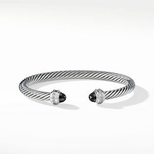 David Yurman Bracelet with Faceted Black Onyx Domes and Diamonds