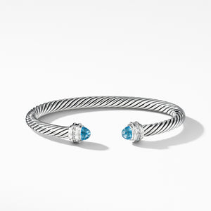 David Yurman Bracelet with Blue Topaz and Diamonds in Sterling Silver