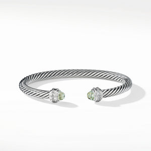 David Yurman Cable Bracelet with Prasiolite and Diamonds