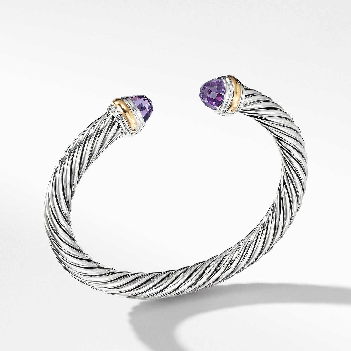 David Yurman Sterling Silver Bracelet with Amethyst Domes and 14K Gold