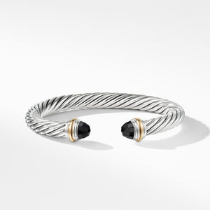 David Yurman Cable Bracelet with Black Onyx Domes and 14K Yellow Gold