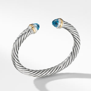 David Yurman Cable Bracelet with Blue Topaz and 14K Gold