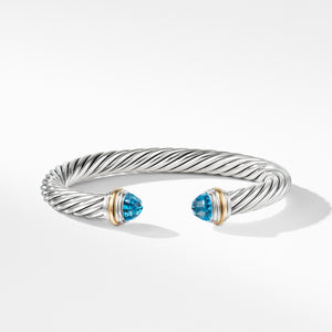 David Yurman Cable Bracelet with Blue Topaz Domes