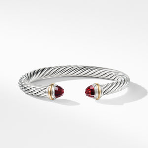 David Yurman Cable Bracelet with Faceted Garnet and 14K Yellow Gold