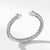David Yurman Sterling Silver Cable Bracelet with Pearl and 14K Yellow Gold
