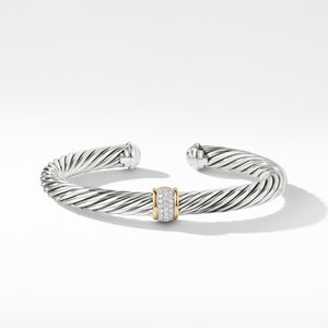 David Yurman Cable Bracelet with Diamonds and Gold