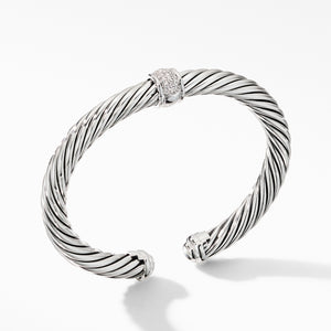 David Yurman Cable Classic Center Station Bracelet with Pave Diamonds
