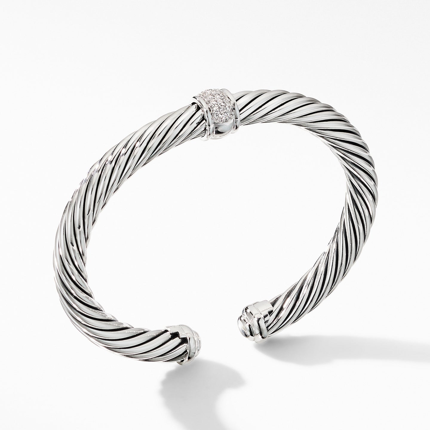 David Yurman Cable Classic Center Station Bracelet with Pave Diamonds