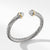 David Yurman Sterling Silver and 18k Yellow Gold Cable Bracelet with Diamonds