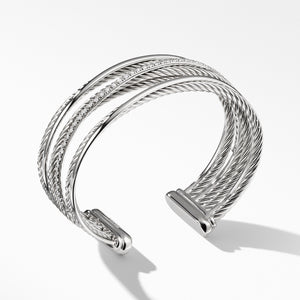 David Yurman Four Row Cable Cuff Bracelet with Diamonds