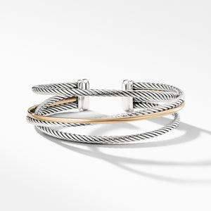 David Yurman Cable Crossover Three Row Cuff with Gold