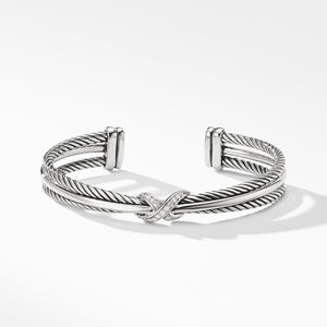 Sterling Silver David Yurman X Crossover Bracelet with Diamonds