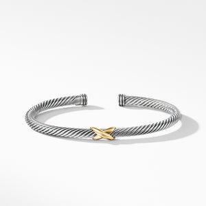David Yurman Cable Cuff Bracelet with Yellow Gold X