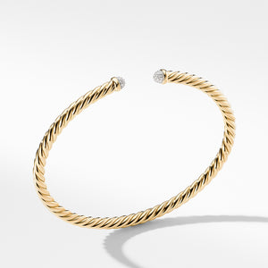 David Yurman 18k Yellow Gold Petite Precious Cable Bracelet with Diamond Domes