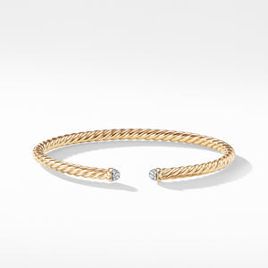 David Yurman 18k Yellow Gold Petite Precious Cable Bracelet with Diamonds