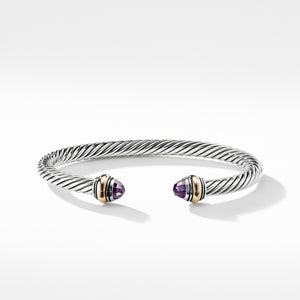 David Yurman Cable Classic Silver Bracelet with Amethyst and Gold