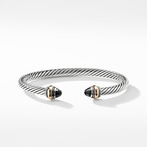 David Yurman Cable Classic Bracelet with Black Onyx Domes and Yellow Gold