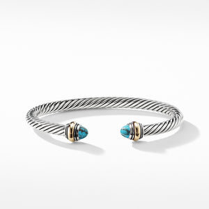 David Yurman Cable Bracelet with Turquoise and Yellow Gold