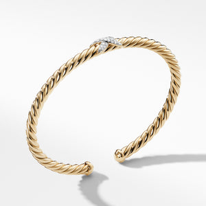 David Yurman X Bracelet with Diamonds in 18K Yellow Gold