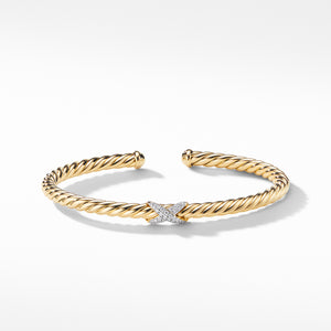 David Yurman Cable X Bracelet with Diamonds in Yellow Gold
