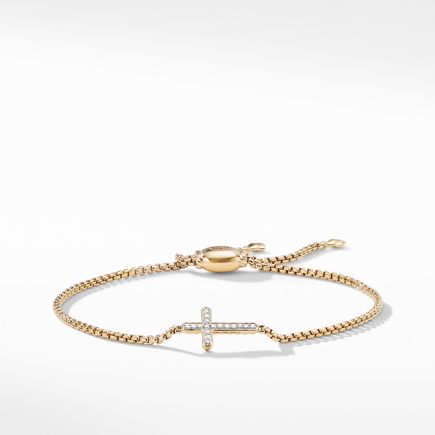 David Yurman Petite Pavé Cross Bracelet with Diamonds in 18K Gold