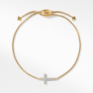 David Yurman Petite Pavé Cross Bracelet with Diamonds in 18K Yellow Gold