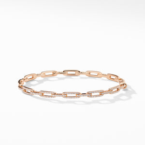 Stax Chain Link Bracelet with Diamonds in 18K Rose Gold, 4mm, Size Medium