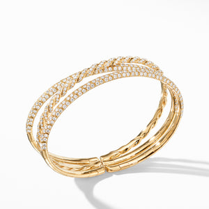 Pavéflex Three Row Bracelet with Diamonds in 18K Yellow Gold, Size Medium