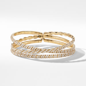 Pavéflex Three Row Bracelet with Diamonds in 18K Yellow Gold, Size Medium