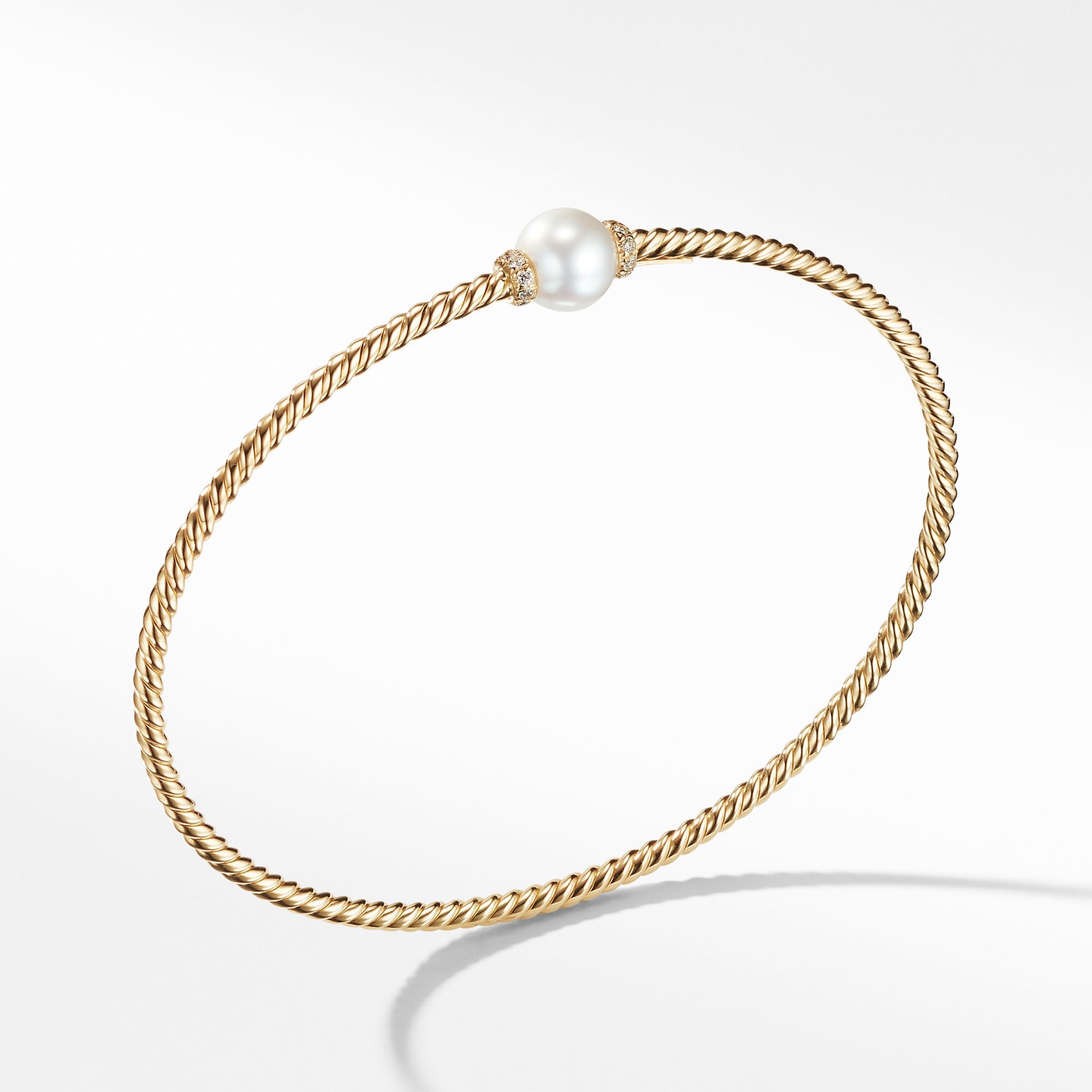 Petite Solari Station Bracelet with Cultured Pearl and Diamonds in 18K Gold, Size Medium