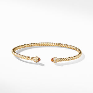 Cable Spira® Bracelet in 18K Gold with Madeira Citrine and Diamonds, 3mm
