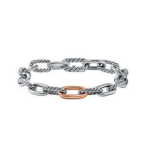 DY Madison Chain Bracelet with 18K Rose Gold, Size Medium