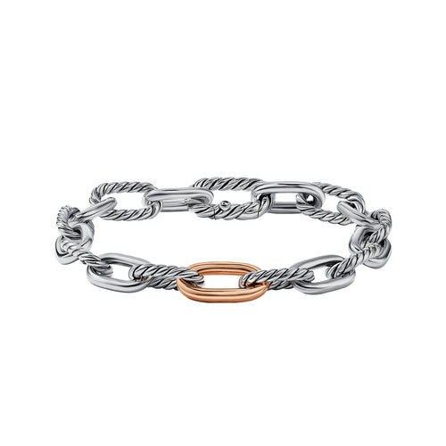 DY Madison Chain Bracelet with 18K Rose Gold, Size Medium
