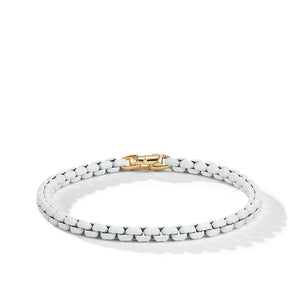 Bel Aire Chain Bracelet in White with 14K Yellow Gold Accent, Size Medium