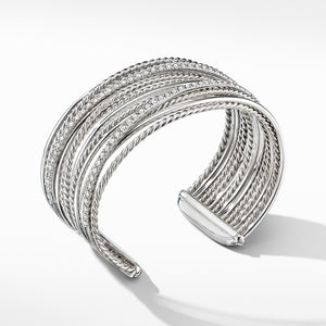 Crossover Cuff Bracelet with Diamonds, Size Medium