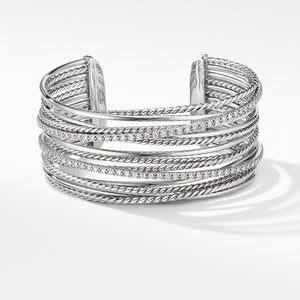 Crossover Cuff Bracelet with Diamonds, Size Medium