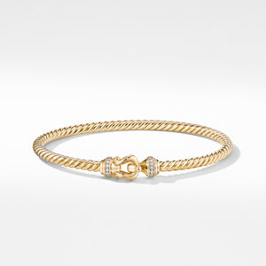 David Yurman Cable Buckle Bracelet in 18K Yellow Gold with Diamonds